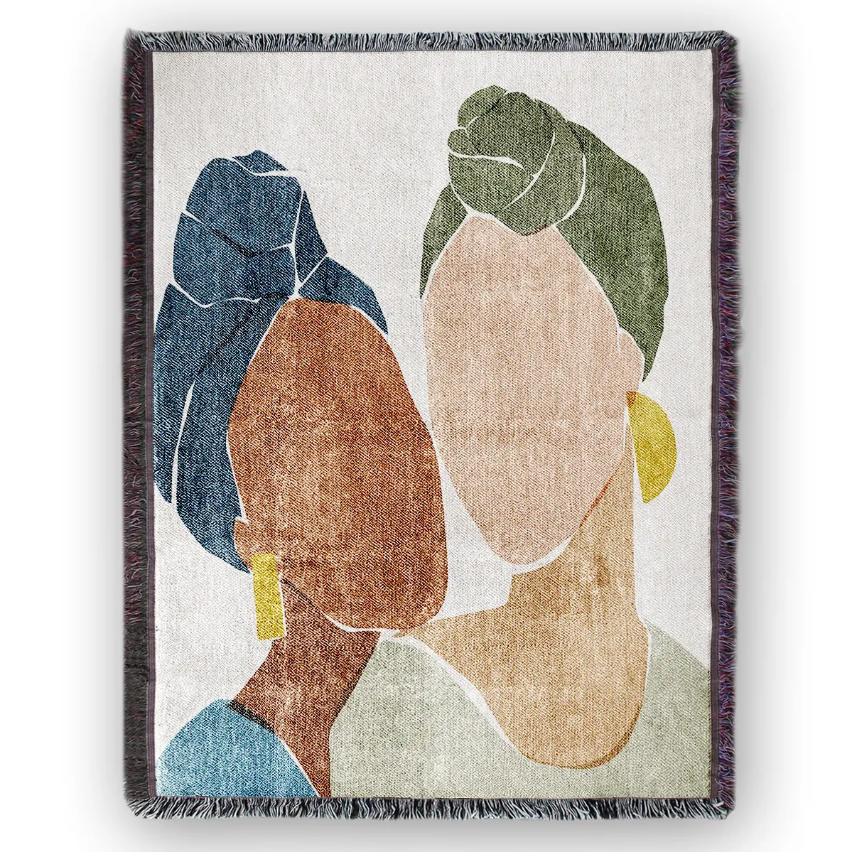Tassel Throw Blanket Custom Designer Artwork Print 35%cotton 65%polyester Personalized Sofa Boho Woven Throw Tassel Blankets