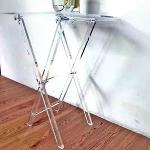 Thiết lập của <span class=keywords><strong>4</strong></span> nhỏ Acrylic gấp Bàn cà phê rõ ràng Acrylic bảng vuông xách tay nhựa bàn ăn thiết lập - Product Image 5