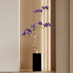 Árbol de Cristal de Amatista Natural, Rama de Latón y Base de Mármol, Adorno de Mesa Feng <span class=keywords><strong>Shui</strong></span>, Decoración Artística para Interiores, Hogar y Oficina - Product Image 4