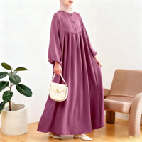 Abaya Islamique Longue et Ample pour Femme, Grande Taille, Manches Longues, Ouverte sur le Devant, Respirante, Infroissable, Longueur Ras du Sol, Collection Printemps, Fourniture ODM
