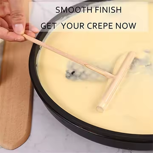 实心天然山毛榉木烘焙糕点工具厨房绉纱撒布机锅铲套装煎蛋煎饼木耙水果摊架 - Product Image 3