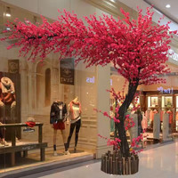 Arbres artificiels en plastique pêche cerisier érable, fausses fleurs, 1,5-2,5 m, placement au sol, maison, bureau, mariage, hôtel, exposition, salon