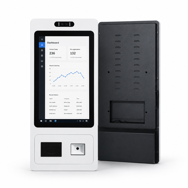 IRXSEE GD156 15.6 Inch Wall Mount Visitor Check-in Kiosk With Thermal Printer QR Scanner for Office Government Building