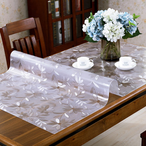 Mantel transparente envuelto en PVC, lavable, resistente al aceite, cubierta de mesa, mantel a prueba de polvo para mejorar el hogar - Product Image 1