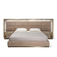 Ensemble de meubles de chambre à coucher de luxe sur mesure : lits Queen et King Size en marbre naturel, design grand écran, dernier modèle, recommandé par les designers