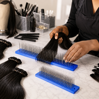 Aiguilles professionnelles en acier inoxydable Hackle pour cheveux crus faisant des outils d'extensions de cheveux de perruque