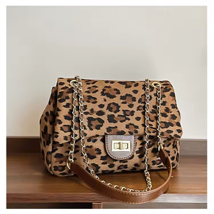 Sacs fourre-tout pour femmes tendance, imprimé léopard rétro, en peluche douce, sac à bandoulière, design automne-hiver, sacs à main pour femmes - Product Image 2