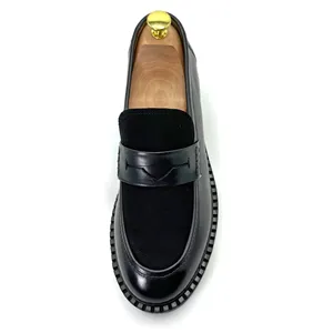 Hight Sole Men's Dress Loafers Couture Business Casual Leather Shoes
