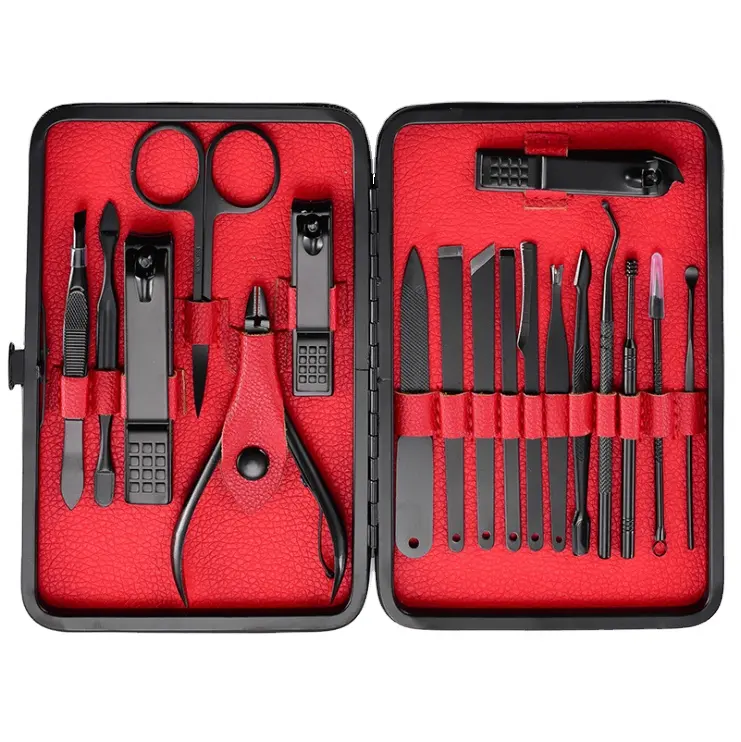 15 Pieces Manicure Set mit Leather Case Nail clipper kit - mens pflege kit / set