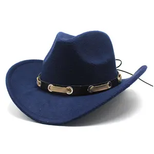 Hot Selling Black Logo Women Unique Custom Royal Blue Women Red Fedora Accessories Felt Cowboy Hats Wholesale