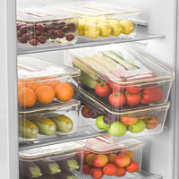 Boîte de rangement transparente hermétique pour réfrigérateur, conteneur alimentaire en plastique empilable, organisateur de garde-manger, bac à fruits et légumes avec couvercle