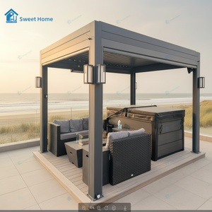 Pergola bioclimatique motorisée en aluminium sur mesure Sweet Home, pavillon <span class=keywords><strong>extérieur</strong></span>, <span class=keywords><strong>couverture</strong></span> de patio avec système de drainage - Product Image 2