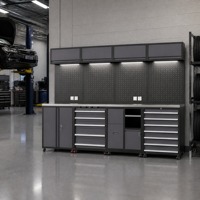 Cassetta Portautensili in Acciaio da Parete con Chiusura e Pannello Forato per Officina Meccanica