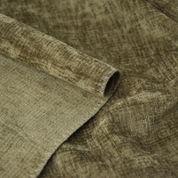 Tissu d'ameublement de luxe en velours chenille 100 % polyester, vert olive doux, tricoté, léger, transparent, anti-boulochage, pour canapé