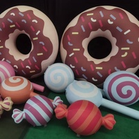 Donuts et bougies géants gonflables en PVC, décorations sur le thème des bonbons pour fêtes et événements