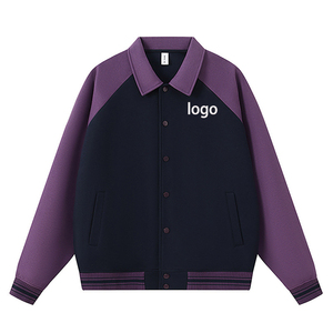 Chaqueta de Béisbol de Moda con Mangas Raglán y Solapa de Algodón de 380 g, Estampado Personalizado, Holgada, Estilo Béisbol, Prenda Exterior - Product Image 5