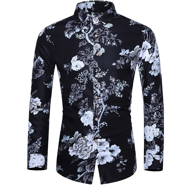 Camisa de manga larga Floral de estilo chino para hombre, ropa a la moda, Otoño, 2021
