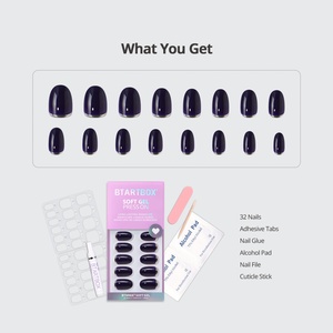 เล็บปลอม BTARTBOX ทำมือ เจลนิ่ม สีน้ำเงินเข้ม เรียบง่าย ใช้ซ้ำได้ ขายส่ง - Product Image 2