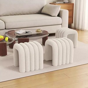 French Style Makeup Stool White Artificial Board Floor Mount Dressing Table Home Use Light Luxury Shoe Changing Bench - Product Image 3