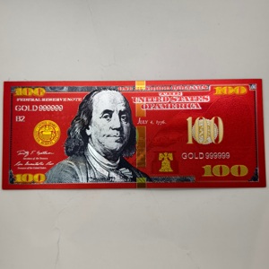 Banconota da 100 Dollari Placcata Oro All'Ingrosso Disponibile, Banconota in Lamina d'Oro, Argento, Nera e Rossa - Product Image 3
