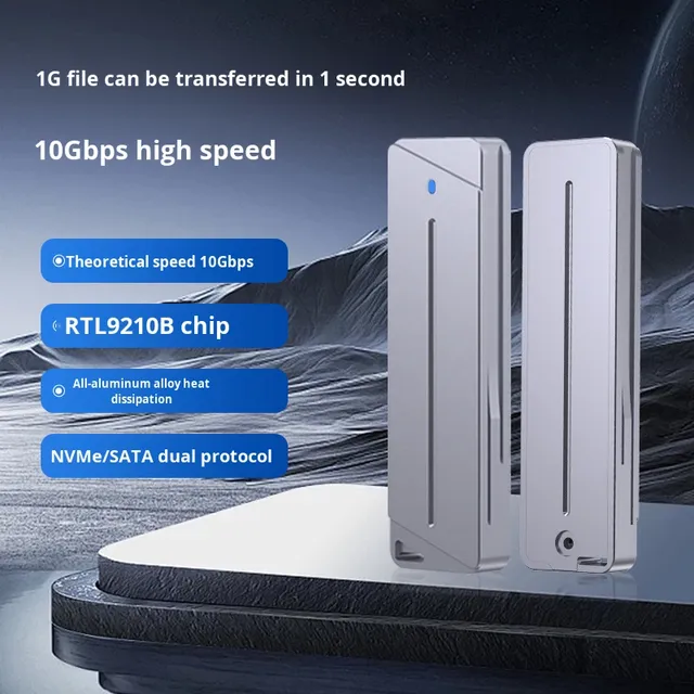 Wfyear Aluminum Alloy M.2 NVMe SSD 4TB External Portable Enclosure with USB 3.2 Gen 2 (10Gbps) Type-C Model DEM041