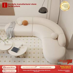 Sofá Esquinero en Forma de L, Estilo Crema, de Una Plaza, Diseño Nórdico, con Cubierta de Terciopelo Esponjoso, para Sala de Estar, Recepción, Salón de Belleza, Oficina de Ventas - Product Image 5
