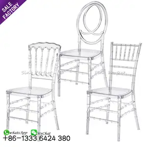 tiffany chair transparent knock down resin clear napoleon plastic wedding chair with cushion