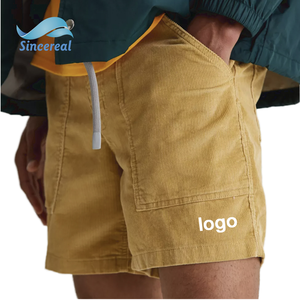 Custom Men's Mid Knee Length Shorts Summer <b>Elastic</b> Waist Sweat Cotton Organic Corduroy Quick Dry Breathable Anti-Wrinkle Casual - Product Image 1