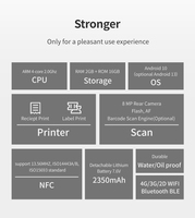 GPS móvil inalámbrico NFC/4G/WLAN pantalla grande 4 núcleos 2,0 Ghz 2G + 16G portátil 58mm impresora de recibos máquina POS para el cajero H3