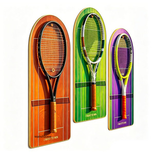 Tennisschläger-Displayrahmen, moderne Drucke mit kosmisch geometrischem Hintergrund, abstrakte Wanddekoration, farbenfroh - Product Image 3