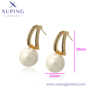 Joyería xuping de moda elegante de oro de 14K para mujer, aretes de perlas de lujo simples, joyería de lujo de moda de - Product Image 2