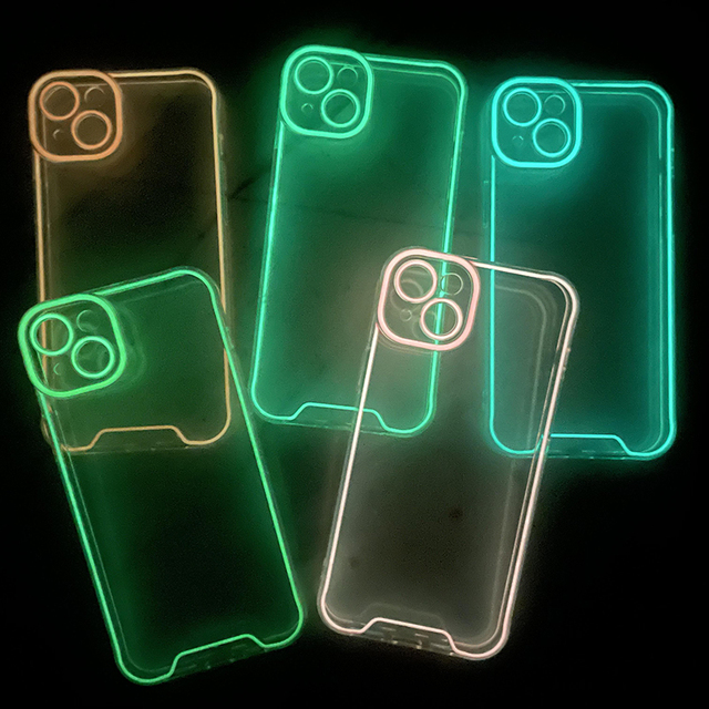 Soft Forros Suaves TPU Silicon Luminous Night Glow Fluorescent Neon Glowing Cover Mobile Phone Case for iphone 14 Fundas Luminos