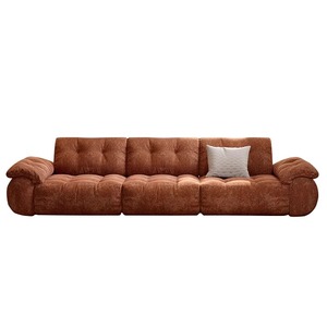 Retro French Cloud <b>Sofa</b> Adjustable Backrest <b>Cream</b> Style Straight Chenille <b>Sofa</b> Combination For Living Room - Product Image 4