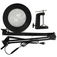 High Quality Black Adjustable Desktop Clamp Led Magnifying Glass Cold Light Beauty Lamp