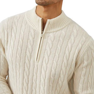 Maglione da Uomo alla Moda con Mezza Zip in Pile Lavorato a Maglia, Logo Personalizzato, Collo Alto, Zip 1/4, in Cashmere e Lana per Uomo - Product Image 1