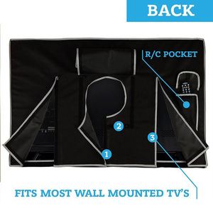 Housse de protection universelle pour téléviseurs d'extérieur 40" 42" 43" résistante aux intempéries pour écrans plats, compatible avec la plupart des supports et pieds de télévision, noire - Product Image 5