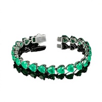 Bracelets Tennis Vert Émeraude Plaqué Rhodium en Argent 925 avec Zircon Cœur pour Femme, Bijoux Fantaisie, Cadeau de Fête
