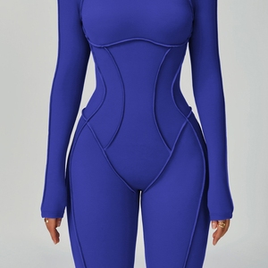 女性用ボディスーツ無地ブランクレディースワンピースジャンプスーツクイックドライスポーツワークアウトフィットネスヨガカジュアル - Product Image 6