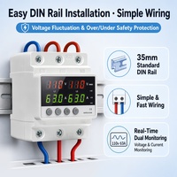 Protecteur de tension monophasé L1+L2+N avec double affichage 220V 1-63A, protection contre les surtensions, les sous-tensions et les surintensités pour circuits domestiques au Canada