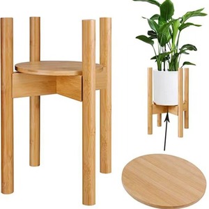 Soporte de bambú para flores de 30 pulgadas, de una sola capa, minimalista, para exhibir plantas en balcones y salas de estar. - Product Image 1