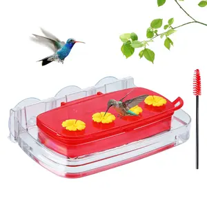 Plastic water bottle Hummingbird Feeder water bowl drinker with 4 Ports and 3 Suction Cups