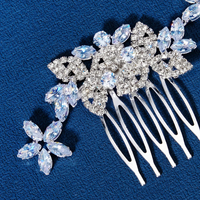 LUOXIN Fashion Crystal Bridal Hair Side Comb Rhinestone Leaf Flower Alloy Zircon Wedding Hair Accessory