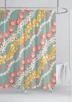 Rideaux de douche en polyester imperméable de style hawaïen pour salles de bain Design de fleurs OEM ODM disponible Logo personnalisé accepté