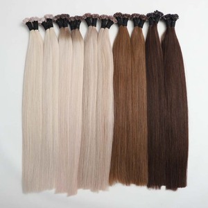 Extensions de cheveux humains de qualité salon, vierges européennes, cuticules alignées, à pointes plates pré-collées, qualité supérieure, double tirage, avec fixation à la kératine - Product Image 2