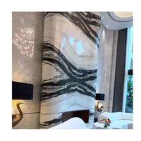 Losas de Travertino con Textura Panda Roja, Café, Beige y Gris Plateado, Pulido, de Lujo, Ecológico, para Mostradores de Hotel y Revestimientos
