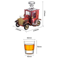 Decantador con Forma de Coche Clásico Vintage, Botella de Vidrio de Borosilicato de Alta Calidad para Almacenar Whisky y Vino, con Vasos a Juego