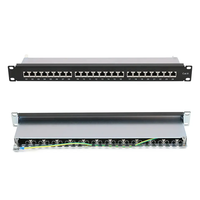 Panel Patch Terproteksi Dual Idc 110 Fast Ethernet 90 Derajat 19 Inci 1U 24 Port PatchPanel Cat6 Stp