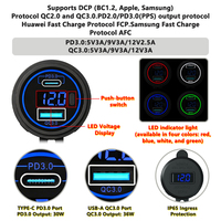 Pengisi Daya USB untuk Mobil Car Charger IP65 Dual USB Type C & USB-A Ports 12V 24V Soket Pengisi Daya USB Mobil