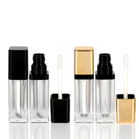 Tube de brillant à lèvres carré vide personnalisé de 4ml avec marque privée emballage cosmétique contenants de brillant à lèvres avec brosse