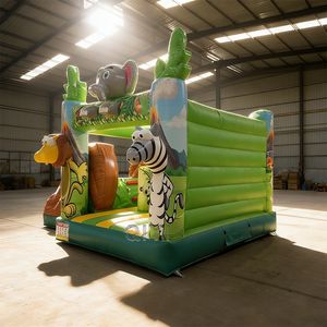 Château gonflable Zèbre Lion Animaux de la jungle avec toboggan intégré pour enfants, idéal pour la location et les fêtes - Product Image 3